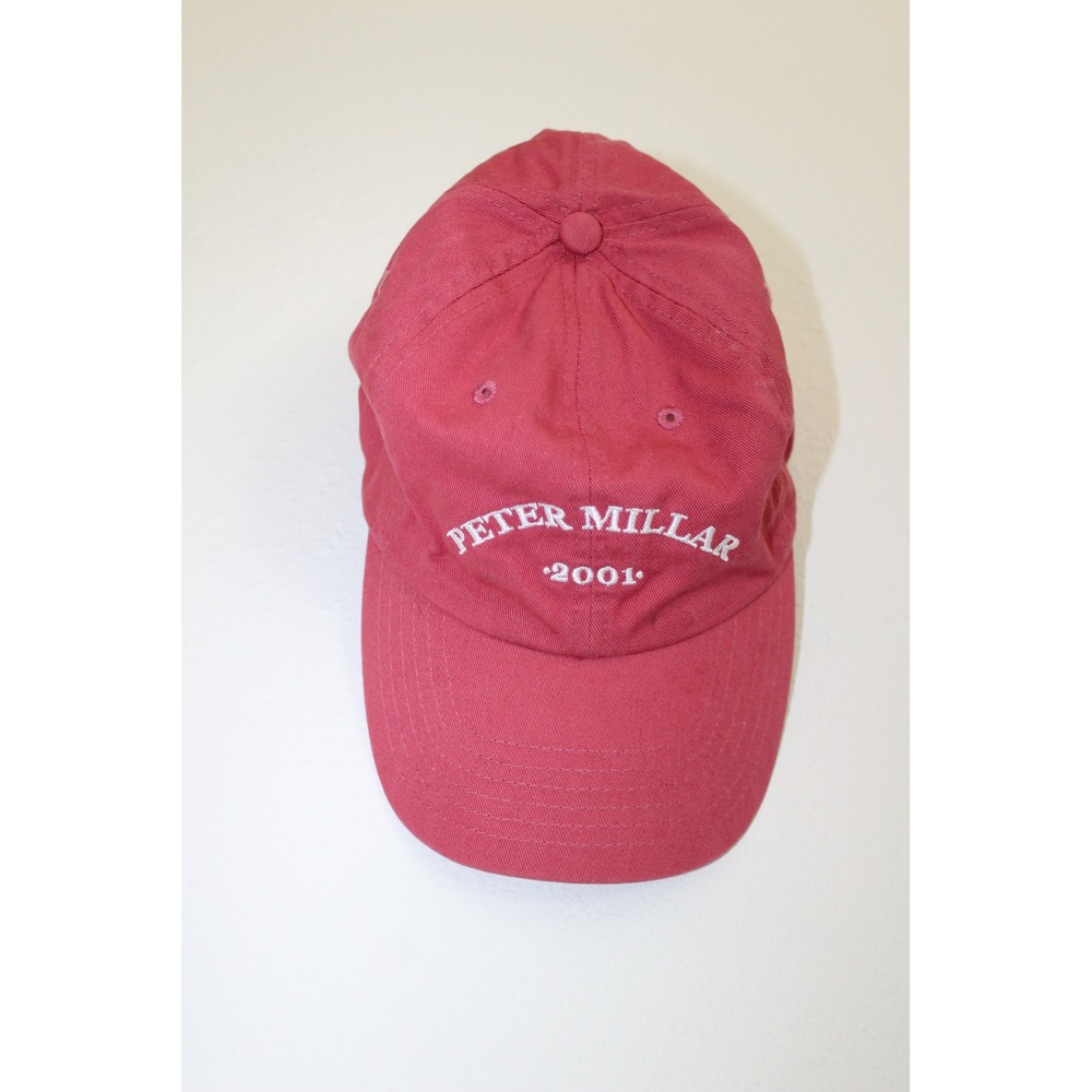 Peter Millar 2001 Mens Red Cotton Twill Adjustable Strapback Dad Hat Cap U07643